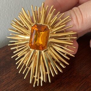 PREMIER DESIGN Vintage Necklace Brooch Sun Star Burst Hollywood MCM